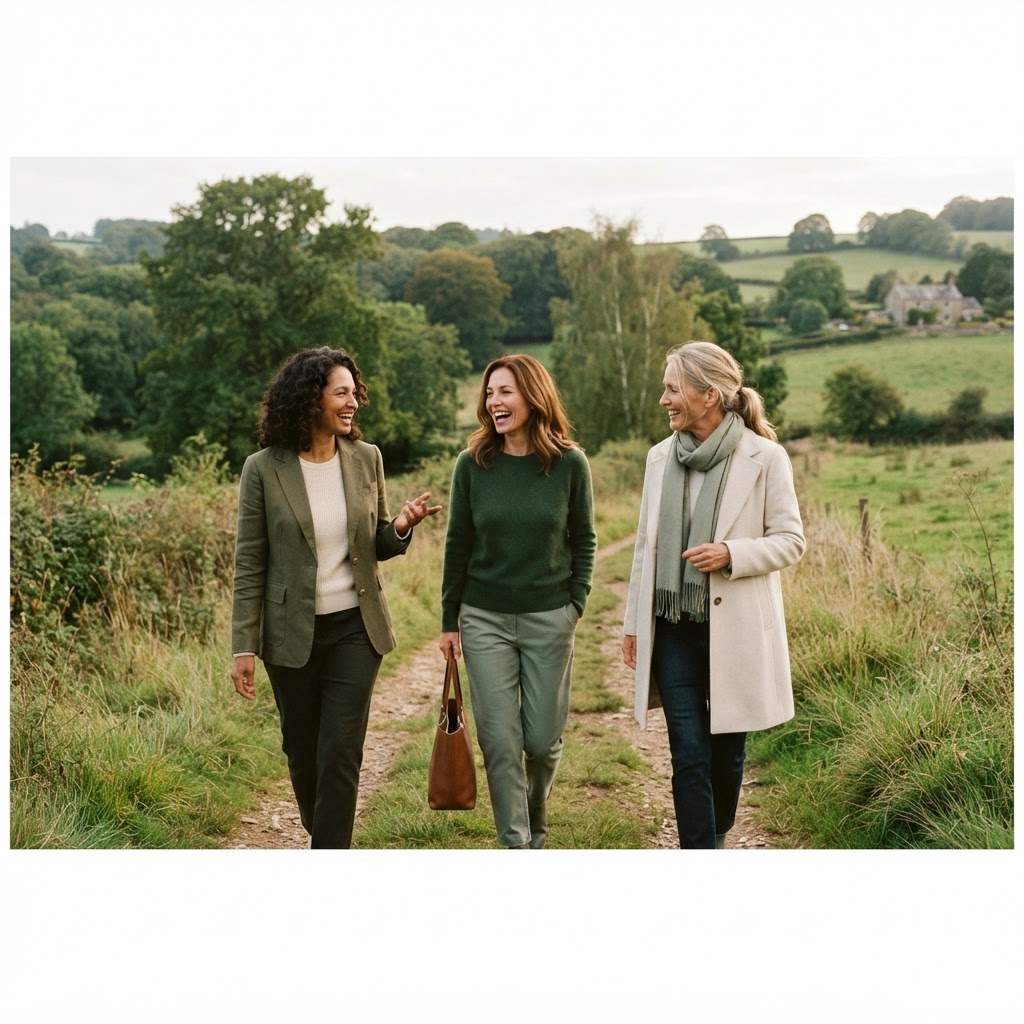 Women in conversation outdoors