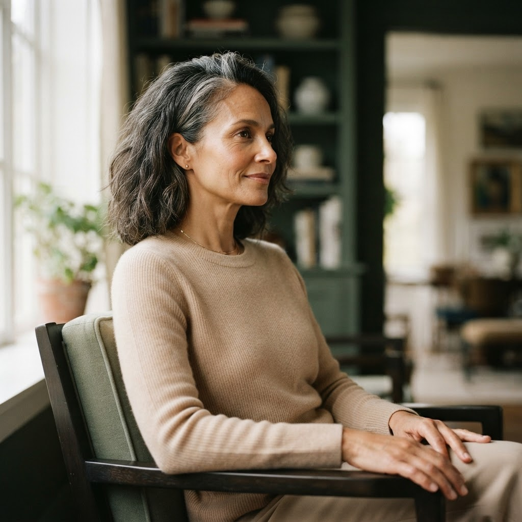 A woman leader photographed in a calm, editorial portrait
